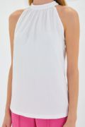 0489 Halter Yaka Örme Bluz - Beyaz resmi